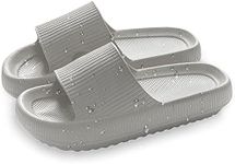 Women Shower Slides Men Sandals Non-Slip Bathroom Slippers Lightweight Thickened Pillow Slides Open-toe Quick Drying Extra Thick Sandals Soft Comfortable EVA Platform Slides Indoor Outdoor Beach Unisex (Grey, numeric_8)