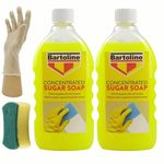 2 X Sugar Soap Liquid Concentrate Cleaner, 500ml, Powerful Cleaner for Paintwork and Household Use, Ideal Sugar Soap for Walls and Cleaning, Includes Sponge and Pair of Gloves