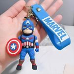 Marvel Super 3D Rubber Hero Keychains, Birthday, Anniversary Gift for Avenger Fans, Boys & Girls (Captain America)