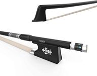 Hand-Crafted Violin Bow: Black Carbon Fiber Bow for Violin Players, Students & Teachers, Lovingly Made with White Mongolian Horse Hair by Viotti, Skilled Professional Violin & Bow Makers