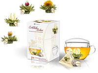 Creano Blooming Tea in Cupsize – Flowering Tea Gift Set with 200 ml Glass Tea Cup and 8 Tea Flowers - White Tea