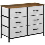 HOMCOM Fabric Chest of Drawers, Storage Drawers, Industrial Bedroom Dresser with 6 Fabric Drawers, Steel Frame and Wooden Top for Nursery, Living Room, Hallway, Grey