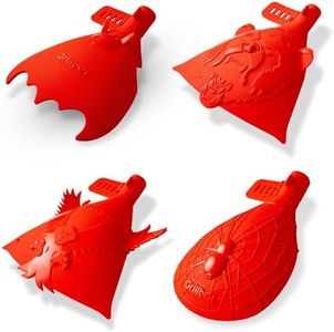 Grillbot Heat Resistant BBQ Heat Shield for Utensils, Protect Hands from Burns, Splatter & Flare-Ups, BPA-Free Silicone, Dishwasher Safe, Universal Fit, Perfect Grill Gift for Men (Red, Set of 4)