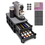 Masthome Coffee Pod Holder, 2 Tier Adjustable Coffee Pod Storage Suitable for All Type Coffee Pod, Non-Slip Coffee Machine Stand with Pod Organizer, with 16 Dividers and Cleaning Cloth