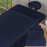 XOLLOZ Massage Sheets 4 Set Bundle - 120GSM Double Brushed Premium Microfiber Massage Sheets Sets - Fits All Standard Massage Tables - Stain, Oil & Wrinkle-Resistant - Cost Effective (Dark Blue)