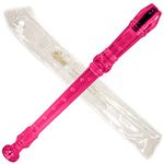 Paititi Soprano Recorder 8-Hole With Cleaning Rod + Carrying Bag, Transparent Pink Color, Key of C