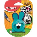 Maped - pencil sharpener, CROC CROC rabbit pencil sharpener, for thin pencils, with pencil sharpener box - turquoise / purple, green / turquoise, pink / green, 1 piece