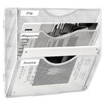 EasyPAG 3 Tier A4 Mesh in Tray Assemble Wall Pocket File Holder Mail Organiser Magazine Storage Rack,White