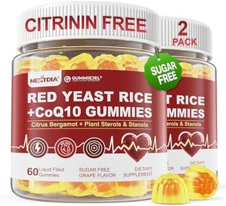 Red Yeast Rice Gummies 2400MG with CoQ10, Suagr Free Balanced Chṏlesterṏl Supplements Plus Citrus Bergamot, Plant Sterols & Stanols Supports Vḁsculḁr Health, Energy, Immunity for Age 50+,Vegan,60 Cts