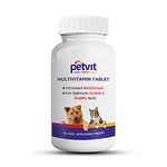 Petvit Multivitamin for Dog | Dog Multivitamin Tablets for Healthy Coat | Supports Joint Health & Shiny Coat & Great for Dog Bones | Complete Dog Health Supplement | 60 Tablets