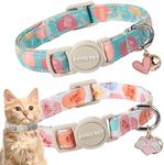 ARING PET 2 Pack Valentine's Day Cat Collars-Cute Heart Cat Collar Breakaway with Bell&Pendant, Adjustable Valentine Kitten Collars with Safety Buckle for Girl and Boy Cats