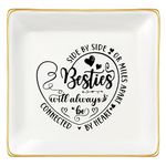 JoycuFF Gift for Bestie Best Friends Friendship Distance Ceramic Ring Dish Decorative Tray Unique Gift For Bestie Soul Sister BFF Birthday Gift Idea For Christmas