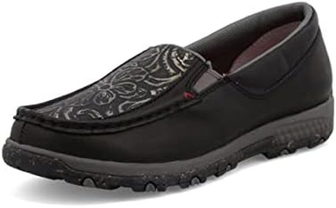 Twisted X The Women's Slip On Driving Moc, Black & Tooled Black, 9.5