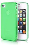 doupi PerfectFit Protective Case for iPhone 4 / 4S, Built-in Dust Protection with Dust Plugs Matte Clear Design TPU Protective Silicone Shell Bumper Case Cover Green