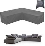 Patio Rattan Corner Sofa Furniture Covers UCARE Waterproof 420D Fabric L Shaped Garden Furniture Sectional Couch Protector with Handle Grey (V shaped 300x300x98cm/118x118x38in)