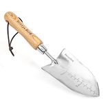 Garden Serrated Planting Trowel, Multifunctional Shovel with ash Wood and Stainless Steel Digging Trowel Transplanter