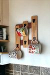 CANOGLOO Wooden Wall Mounted Cup Organizer Coffee Mug Holder with 6 Hooks for Kitchen Display Storage and Collection.Size- 32" x 23" cm (Hash (#) Shape)