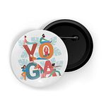 dhcrafts Pin Badges White Yoga D9 Glossy Finish Design Pack of 1