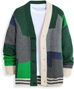 GURUNVANI Cardigan Sweater for Men Knitted Long Sleeve Sweaters with Buttons, Green, 3X-Larege