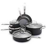 GreenPan Chatham Hard Anodized Healthy Ceramic Nonstick 10 Piece Cookware Pots and Pans Set, PFAS-Free, Dishwasher Safe, Oven Safe, Gray