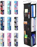 3 Shelf Hanging Locker Organizer – Upgraded | LockerMax by Abra Company | Pockets on Both Sides | 22-38” Tall | Adjustable School Locker Shelf to Fit Full and Half Lockers (Pure Black)