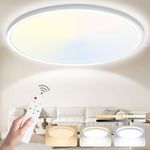 Yexati Bathroom Light 24W 3200LM 6000K/4000K/3000K Bathroom Light Ceiling, IP54 Waterproof Ultra Thin Round Flush Ceiling Light for Kitchen Bedroom Toilet Porch Hallway Living Room Office Ø30CM