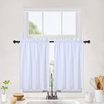 CAROMIO Waterproof Kitchen Curtains Embossed Textured Tier Curtains Short Cafe Curtains Small Half Window Treatment Curtains for Kitchen Bathroom Bedroom Living Room, 2 x 30 W x 36" L, White