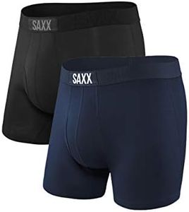 Saxx Underwear Men's Boxer Briefs - Ultra Men's Underwear- Boxer Briefs with Built-in Ballpark Pouch Support - Boxer Briefs, Pack of 2,Black/Navy,Large