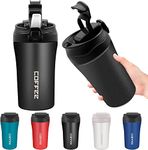 Bhaguji 400ml Leak Proof Coffee Tumbler with Dual Drink Facility Sip and Straw Lid 304 Stainless Steel Insulated Mug for Hot and Cold Drinks-400ml-Black