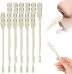 2-in-1 Nasal Hair Cutter, 2025 New Double Sided Nose Hair Knife, Portable Nostril Hair Remover Tool, 360° Rotating Nose Hair Trimmer with Ear Picker for Women and Men (Beige, 12 PCS)