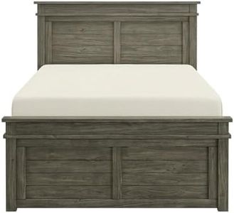 Starlight Canyon Home King Platform Bed, Solid New Zealand Pine, Grey Distressed Craftsman Finish, Oxidized Iron Hardware