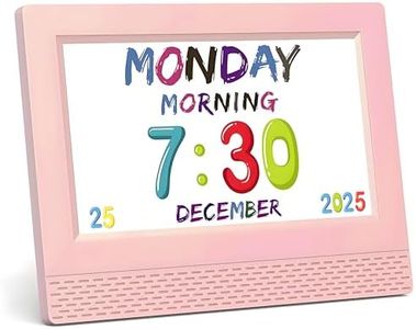 Kids Alarm Clock Colorful, 7 inch LED Display Eye-Caring Digital Alarm Clock for Girls Boys Bedroom Decor, Children's Sleep Trainer Bedside Clock, 17 Alarm Clock Setting Easy to Use Kids Birthday Gift