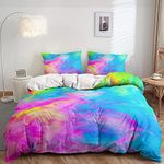 AILONEN Tie Dye Duvet Cover Set for Kids,Colorful Hiphop Style Bedding Sets Twin Size,Gypsy Comforter Cover,3 Piece with 2 Pillow Shams