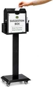 Kaznyika Large 42 Inch Suggestion Box with Stand, Floor Standing Offering & Donation Box with Caster Wheels, Heavy Duty Steel Ballot Box with Sign Holder for Church, Office, Charity, Black