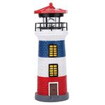 Solar Garden Lighthouse, LED Solar Power Lighthouse Statue Rotating Outdoor Light Waterproof for Garden Yard Lawn Craft Decoration (red)