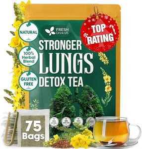 FreshDrinkUS, StrongerLungs 75 Tea Bags - Mullein Leaf, Ginseng, Elderberry, Ginger & Thyme - Supports Lung Cleanse, Congestion Relief & Mucus Detox - Caffeine-Free & All-Natural