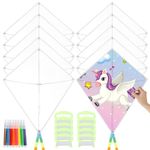 BATTIPAW DIY Blank Kites 10 Packs, Bulk Kites DIY Kit for Kids DIY Decorating Coloring, Diamond Shaped Blank Making Craft Kit for Kids Aged 4+ 8PCS Watercolor Pens