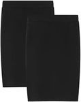 Noomelfish Girls 2 Pack Knee Length Pencil Skirts Plain Stretch Cotton Modest Skirt (5-14 Years), Black 2 Pack, 5-6 Years