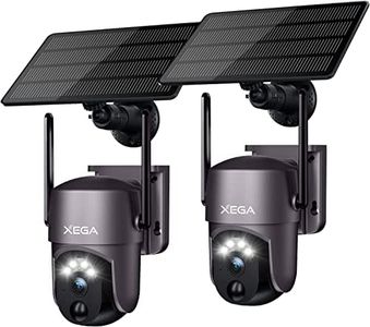 Xega 2 Pack Smart Solar Security Camera Outdoor Wireless 2K Super HD PTZ CCTV Camera Wi-Fi Surveillance Camera Home Security Color Night Vision PIR Human Detection Two-Way Audio