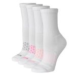 Hanes Womens Cushioned Crew Socks, Absolute Active Crew Socks For Women, Seamless Toe, 4-Pairs, White, 5-9