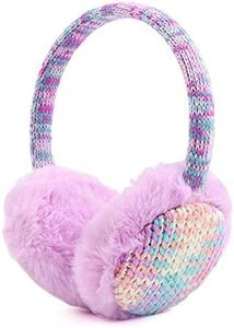 Winter EarMuffs for Kids Outdoor Boys Knitted Ear Cover Plush Toddler Girls Ear Warmer 3-8 Years (Purple)
