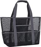 Qcfang Mesh Beach Tote Bag 27.5x14.1 Inch Foldable Extra Large Toy Tote Bag Lightweight Oversized 9 Pockets Picnic Bag Reusable XL Shopping Grocery Bag