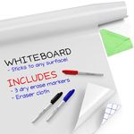 Kassa Large Whiteboard Wall Sticker Roll - 17.3" x 96” (8 Feet) - 3 Dry Erase Board Markers Included - Adhesive White Board Wallpaper for Fridge, Office & Kids Room - Peel and Stick Paper Decal