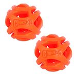 Chuckit! Breathe Right Fetch Ball for Dogs, Hollow Design for Breathing, Airflow and Healthy Play, Stuff Dog Treats, Durable, Floats on Water, Orange, Small (Pack of 2)