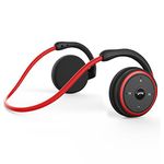 Small Bluetooth Headphones Wrap Around Head - Sports Wireless Headset with Built in Microphone and Crystal-Clear Sound, Foldable and Carried in The Purse, and 12-Hour Battery Life, Red