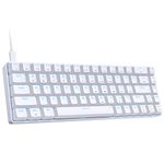 DIERYA T68SE 60% Gaming Mechanical Keyboard,Ultra Compact Mini 68 Key with Blue Switches Wired Keyboard,Anti-Ghosting Keys, for Windows Laptops and PC Gamers,White