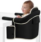 Baby Portable High Chair for Travel, Hook On High Chair for Baby - Foldable Baby High Chair for Eating, Home & Travel Highchair That Attaches to Table, Clip On High Chair for Table, Black Leather