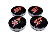 Centre badges with ST logo for Ford alloys, 54 mm, for Ka Kuga Fusion Fiesta Focus Mondeo Galaxy C-MAX S-MAX and other models, set of 4