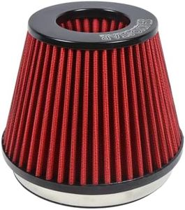 KYOSTAR Universal 6" (152mm) High-Flow Air Filter, Reusable Cone Cold Air Intake, High Performance, Washable, Clamp-On Car High Flow Air Kit, Flange Diameter: 6 Inch, Filter Height: 6.2 Inch, Red