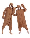 Dodheah Unisex Adult Onesie Walrus Pajamas Halloween Animal Cosplay Costume Christmas Jumpsuit One-Piece Teens Sleepwear Brown XL